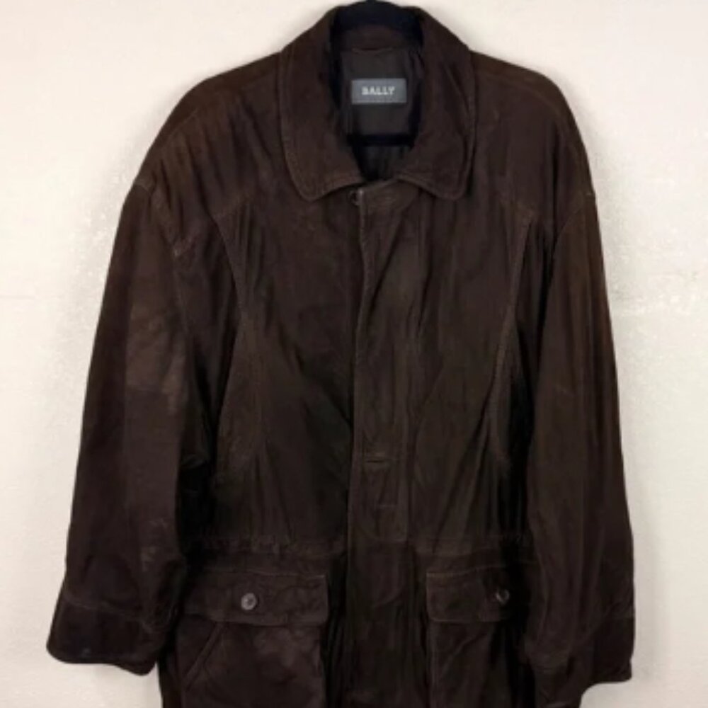 Bally Mens Vintage Suede Chore Chocolate Brown Jacket Mens 46